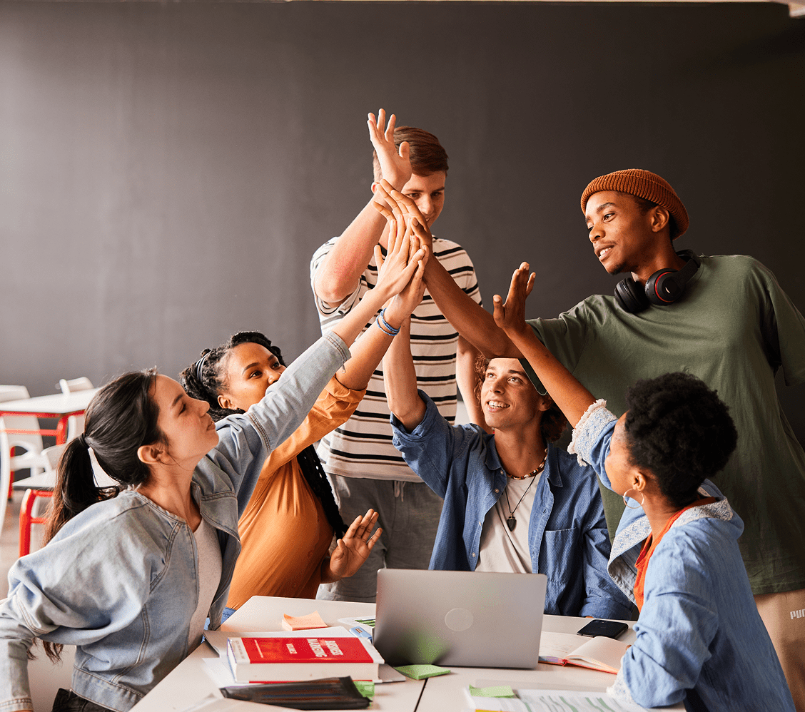 Diverse team celebrating success
